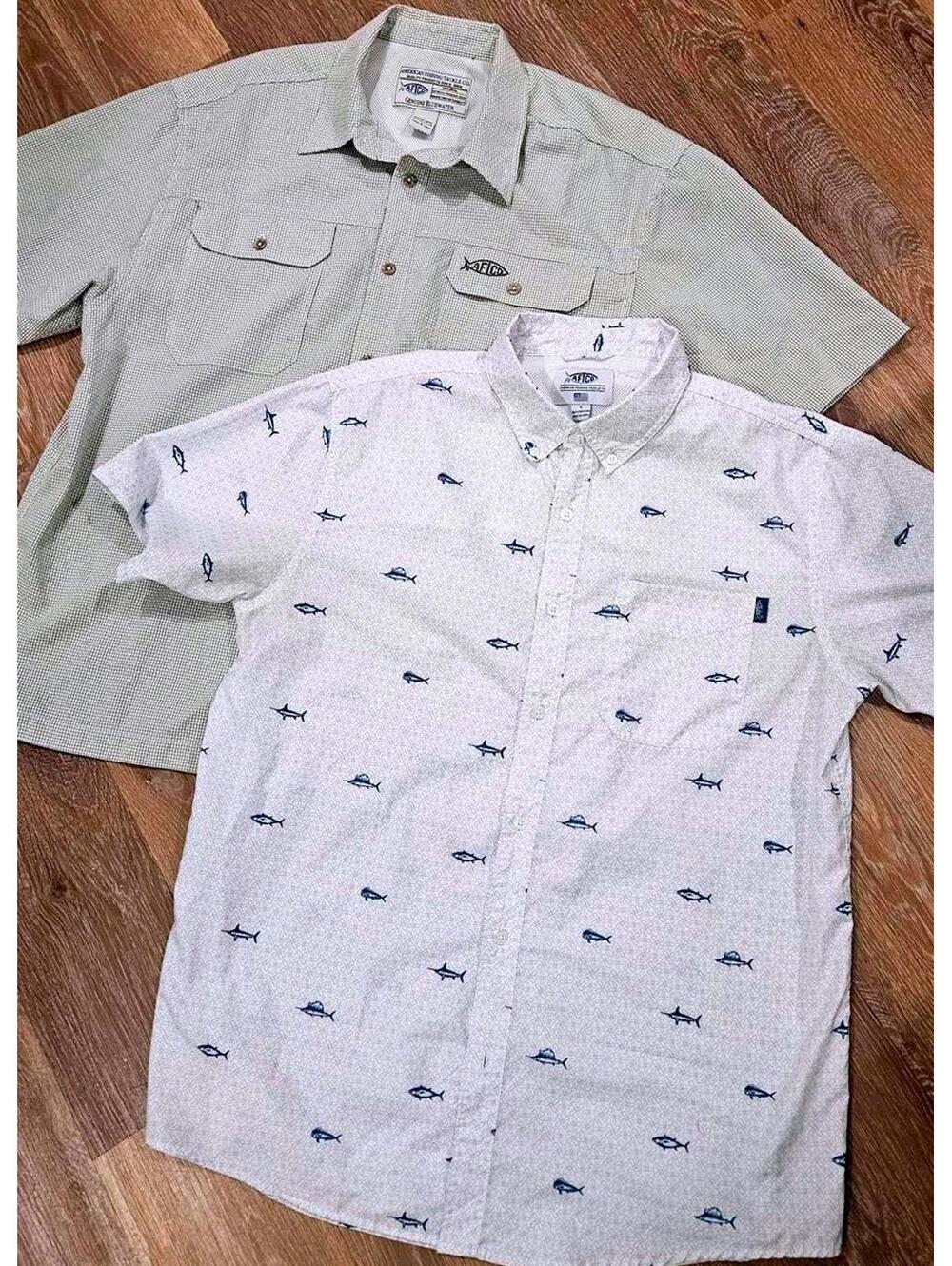 2 Aftco Men's Fishing Shirts with Pockets Size Large